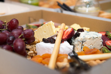 Fruit, cheese and nut platter