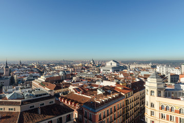 Panoramic view of Madrid from Callao Square, Spain