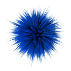 3d render of blue color fluffy Fur Ball isolated on white background.