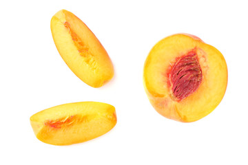 peach fruit slices isolated on white background