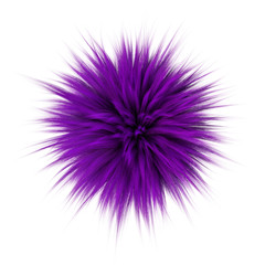 3d render of purple color fluffy Fur Ball isolated on white background.