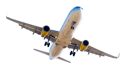 modern airplane on isolated white background