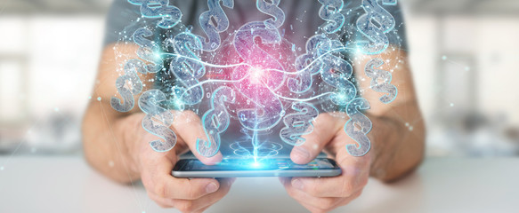 Businessman using 3D rendering digital paragraph law symbol