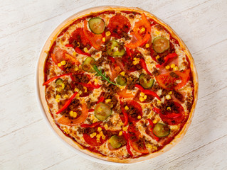 Pizza with minced meat