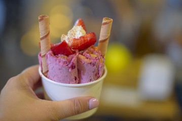 Cup of organic frozen yogurt