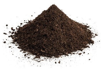 Peat soil for seedlings isolated on white