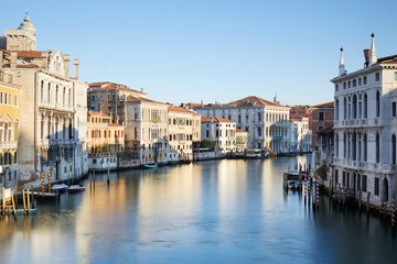 Fototapeta na wymiar Grand Canal in Venice, clear blue sky in a summer morning in Italy