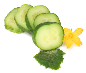slices of cucumber isolated on white background