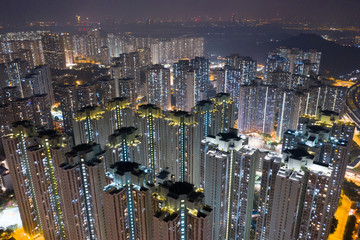 Top view of Hong Kong at night