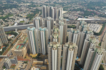 Fototapeta na wymiar Top view of Hong Kong real estate