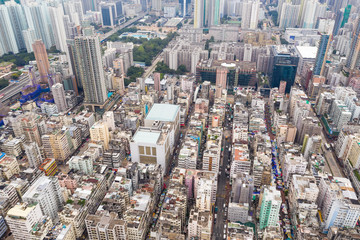 Aerial view of Hong Kong downtown
