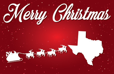 Merry Christmas Illustration with Santa landing in the State of Texas
