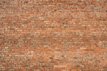 Background of old vintage red brick wall, texture.
