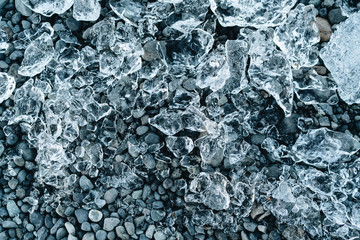 Pure ice on a stones