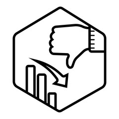 Graph chart down icon. Down arrow