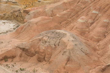 the landscape of a stone desert with hills, the mountains of Genghis Khan, the Altyn-Emel National Park in Kazakhstan