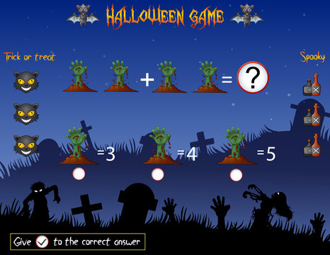Game count the hands zombie in the halloween theme