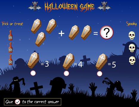 Game count the coffins in the halloween theme