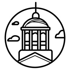 Aerial/Drone photograph of a sunset over the Colorado state capital building. Capital city of Denver. The Rocky Mountains can be seen on the horizon