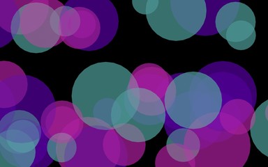 Multicolored translucent circles on a dark background. Red tones. 3D illustration