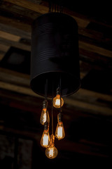 chandelier in loft style. Tungsten loft lamps
