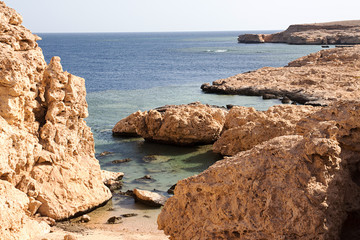 Fototapeta na wymiar Seascape. Sea sky mountains in national nature reserve Ras Mohammed, Sinai, Egypt