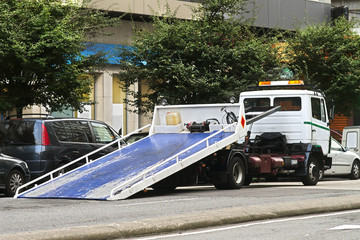 wrecker vehicle in car breakdown for towing