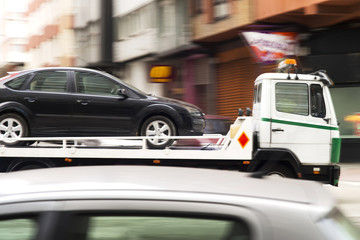 wrecker vehicle in car breakdown for towing