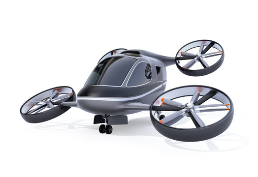 Self driving Passenger Drone isolated on white background. 3D rendering image.