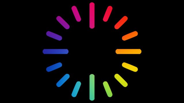 A Progress Wheel With Rainbow Colors Spinning. Fake Mock Video Buffering Loading.
