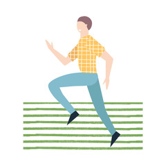 Running man in flat style design. Vector. Isolated.