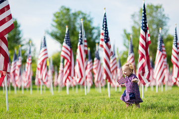 1 year old American girl running