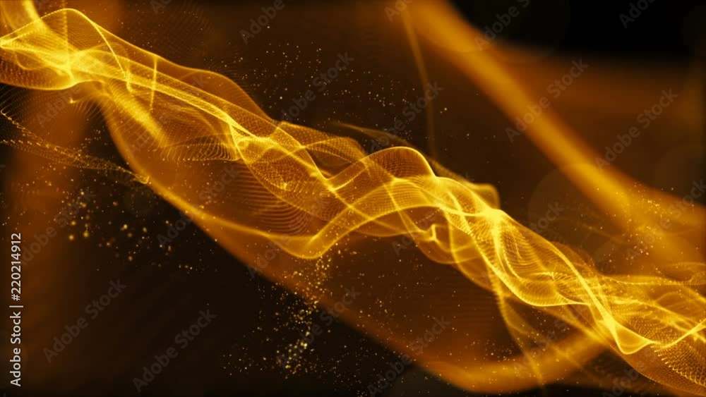Wall mural digital gold color particles and bokeh motion abstract background