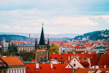 Obraz premium Czech republic, Prague city panorama. City Prague panoramic view, cityscape, gothic medieval architecture.