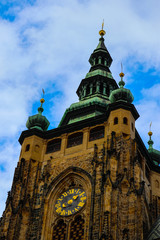 Obraz premium Czech, Prague, part of the Saint Vitus cathedral decoration. Medieval gothic architecture building exterior.