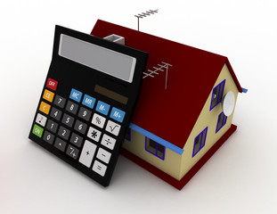 house and calculator. estate concept. 3d rendered illustration