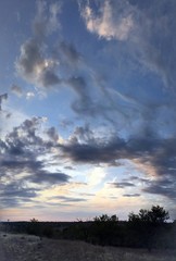 steppe, sunset, blue, sky, clouds, sun, donbass, ukraine