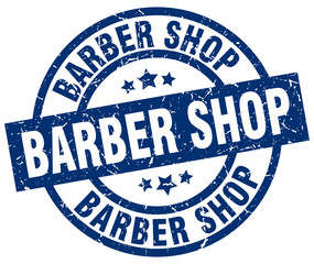 barber shop blue round grunge stamp