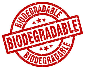biodegradable round red grunge stamp