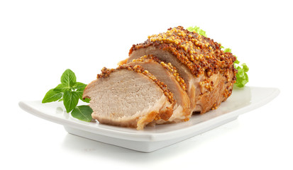 Baked pork with french mustard