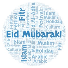 Eid Mubarak word cloud.