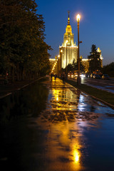 Fototapeta na wymiar building of Moscow University in evening