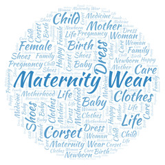 Fototapeta premium Maternity Wear in a shape of circle word cloud.