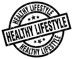 healthy lifestyle round grunge black stamp