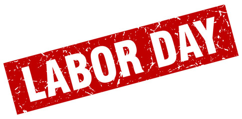 square grunge red labor day stamp