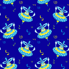Seamless pattern with funny Whirligig. Ideal for cards, invitations, party, banners, kindergarten, baby shower, preschool and children room decoration