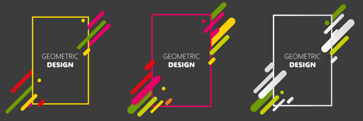 Creative templates, cards, color covers set. Geometric design, liquids, shapes. Trendy vector collection.