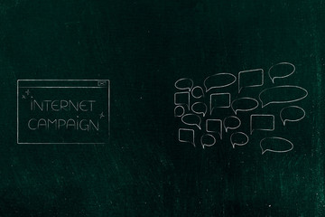  internet campaign pop-up next to group of comment speech bubbles