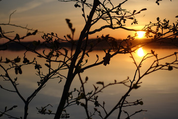 Jezioro zachód wschód słońca kaszuby bory