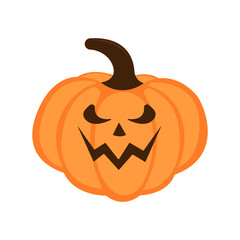 Cute pumpkin for Halloween. Isolated on white background. Flat style vector illustration. 